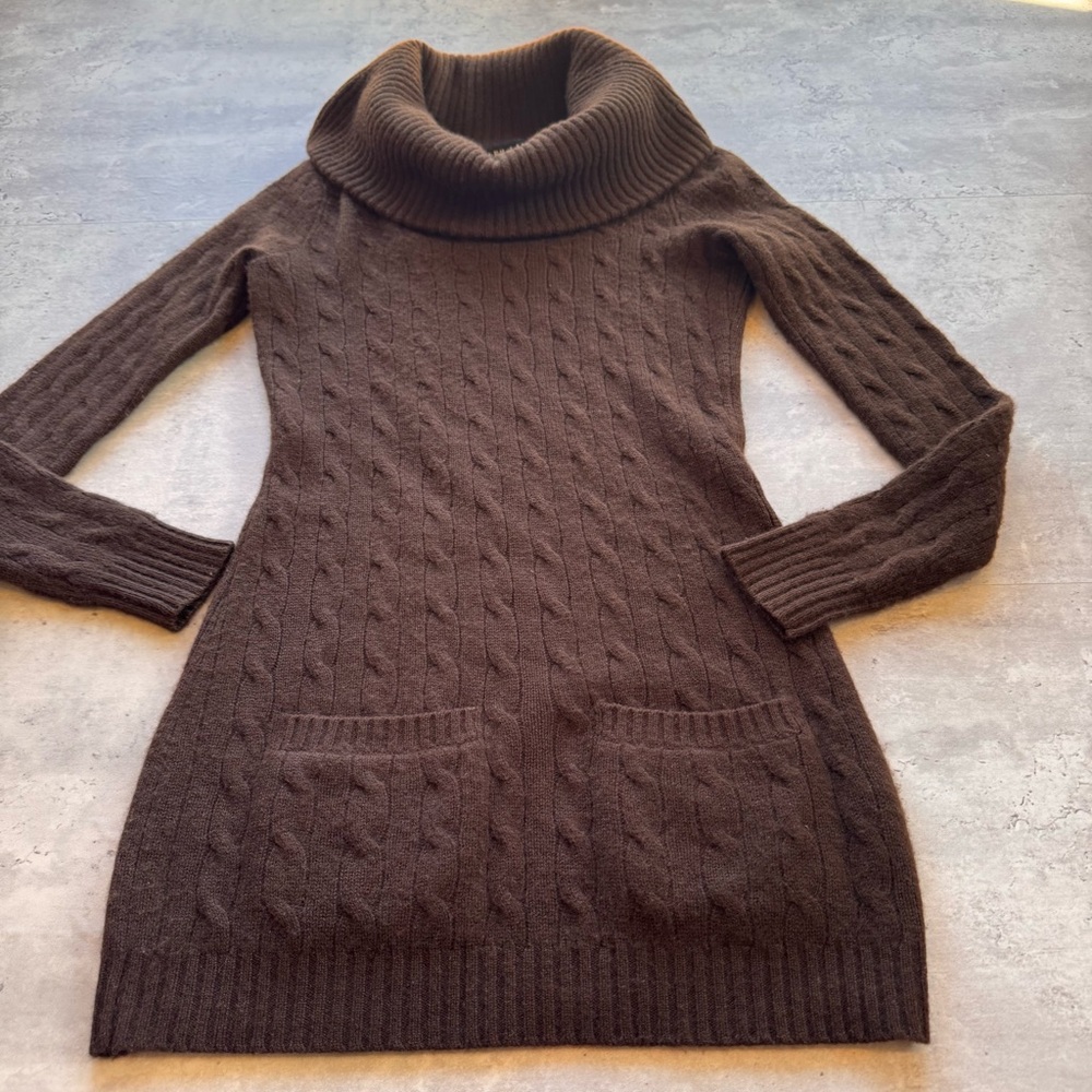 Ralph Lauren Black Label 100% Cashmere Long Cowl Neck Sweater Brown,  Small - Picture 10 of 10